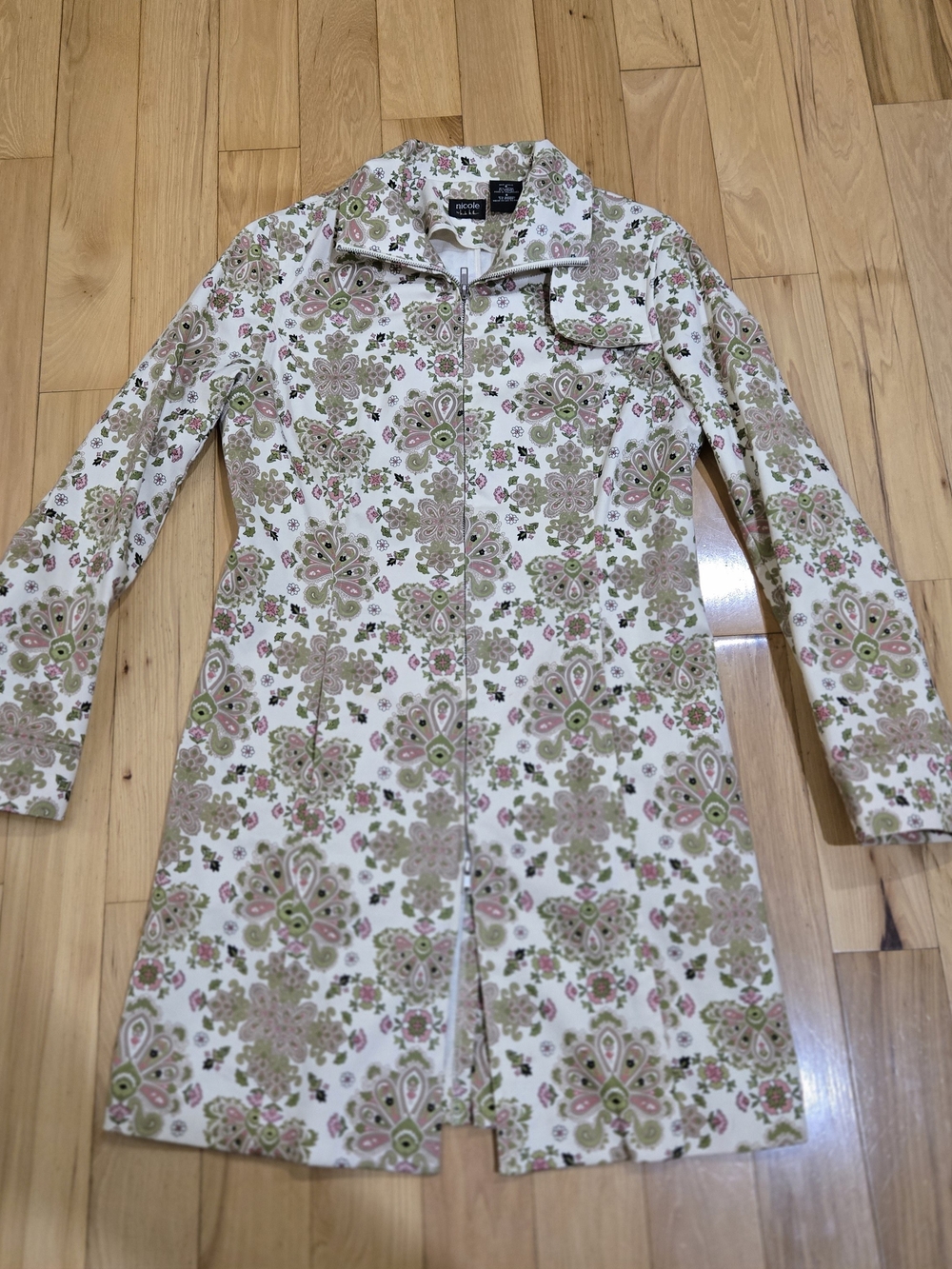 Vtg Nicole Miller Floral Paisley Trench Coat